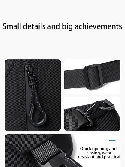A Cool Men's Messenger Bag Casual Oxford Waterproof And Wearable Shoulder Bag Usb Rechargeable Chest Bag