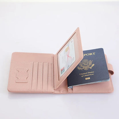 Leather Passport Holder Covers Case Waterproof Travel Credit Card Wallet Cute Passport Book for Women/Men Buckle Passport Cover