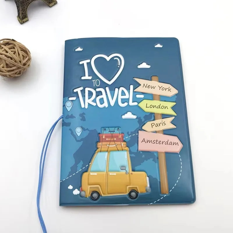 Fashion Emboss Women's Passport Cover Print Girls Boys ID Card Holder Travel Ticket Passport Case