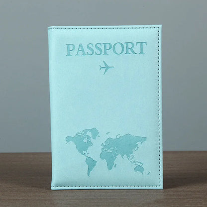 PU Leather Passport Cover For Men & Women Organizer - Protective Card Holder ID Document Covers World Map Travel Passport Case