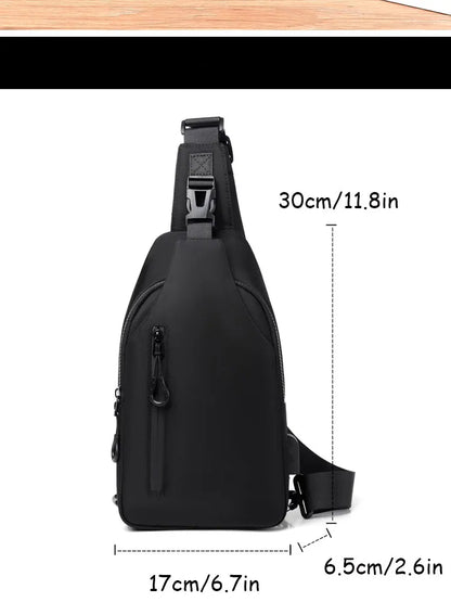 A Cool Men's Messenger Bag Casual Oxford Waterproof And Wearable Shoulder Bag Usb Rechargeable Chest Bag