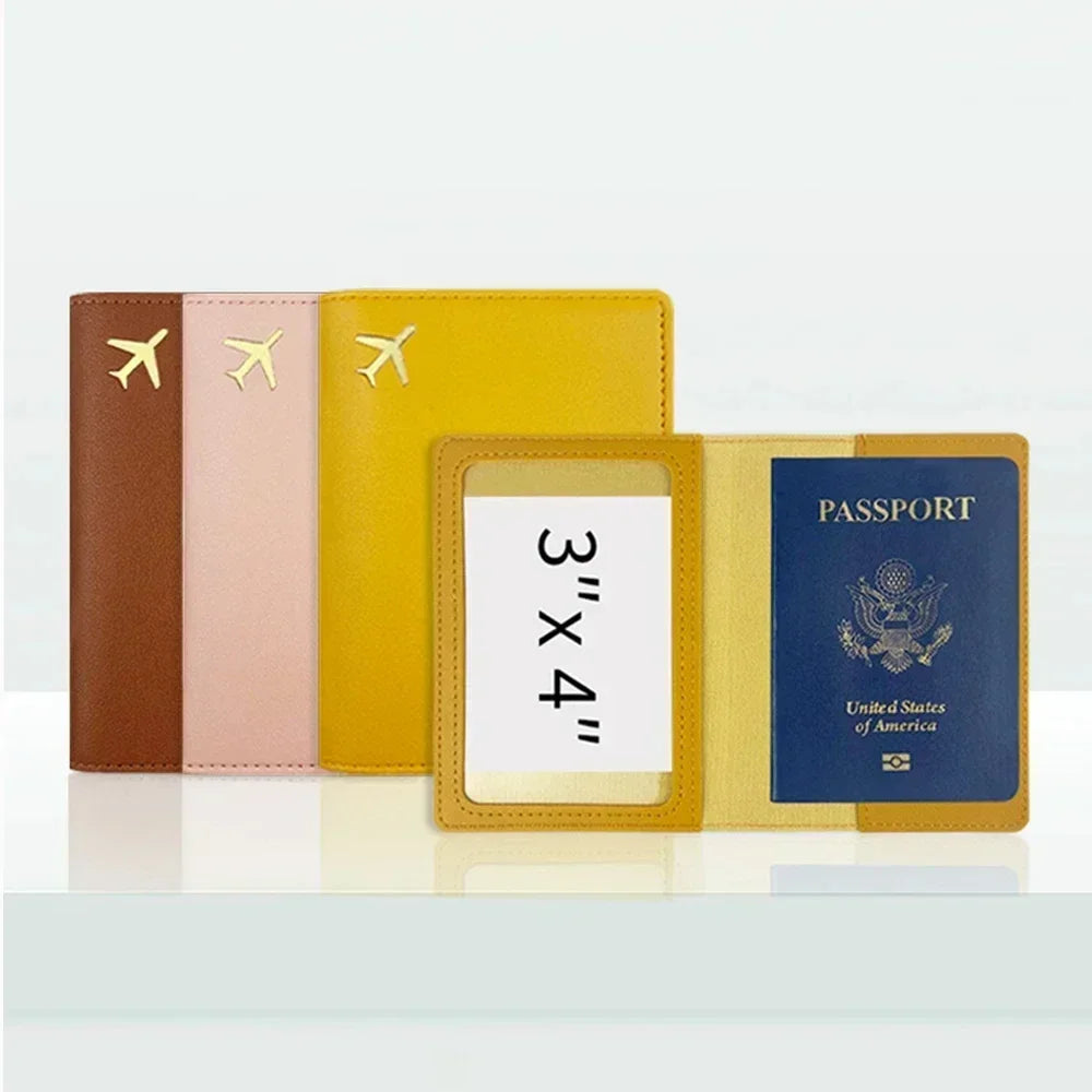 Passport Holder Case for Men Women Unisex Gold Airplane Travel Accessory Cover Lightweight Waterproof Rfid Blocking Slim Holder