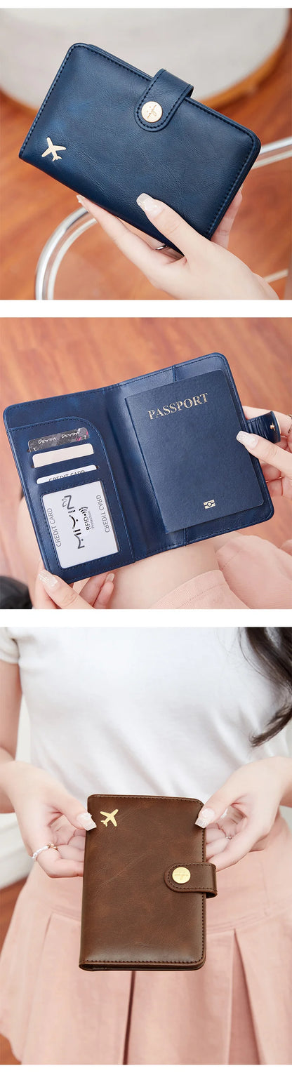 Minimalist and fashionable RFID passport clip multifunctional PU leather wallet case ID card credit card holder travel accessory