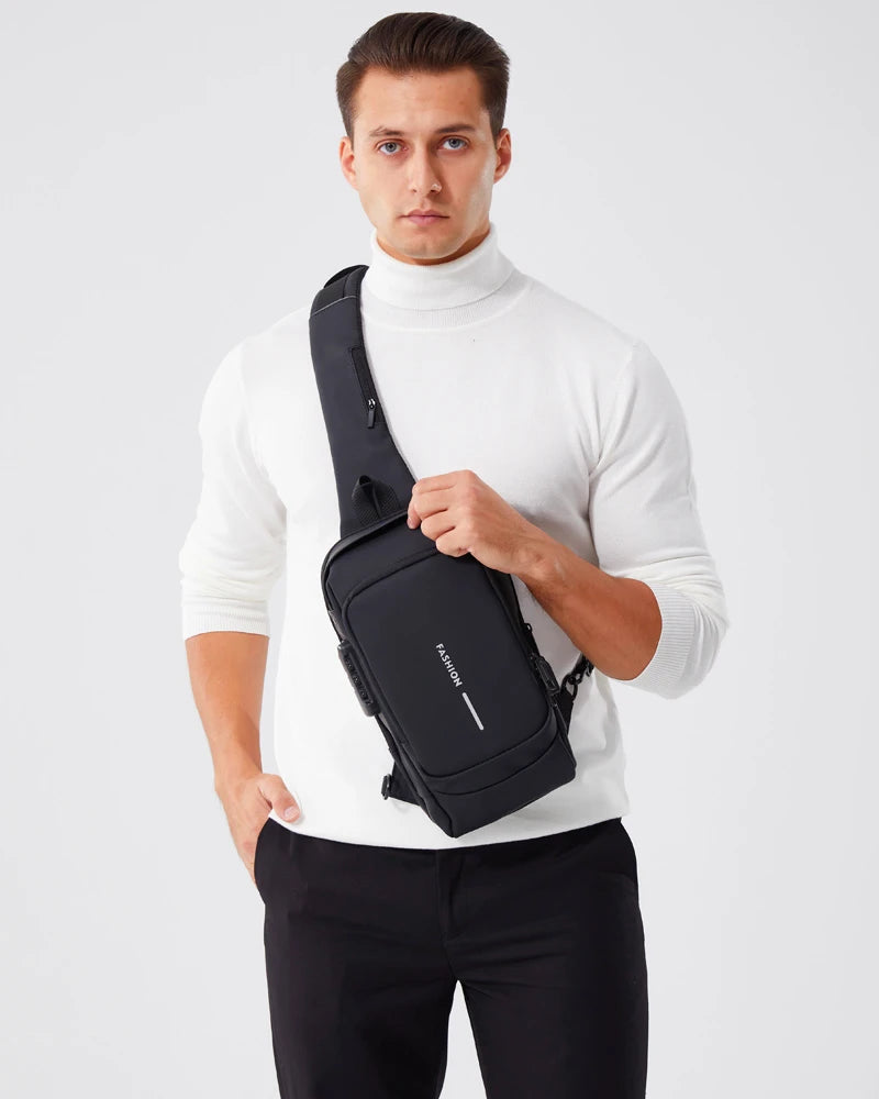 New Brand Designer Men Crossbody Bag PU Leather Classic Anti-Theft Shoulder Bag Chest Bag Multifunctional for Men