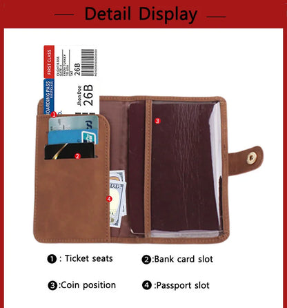 Leather Passport Holder Covers Case Waterproof Travel Credit Card Wallet Cute Passport Book for Women/Men Buckle Passport Cover