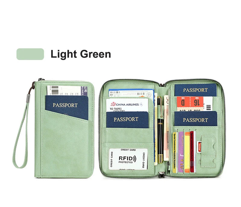 New Travel Passport Clip Wallet Women and Men Multifunctional PU Leather Card Holde RFID Anti Theft Swiping Wallets Storage Bag