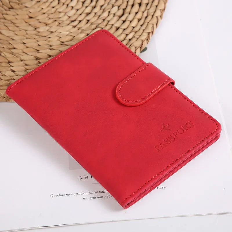 Leather Passport Holder Covers Case Waterproof Travel Credit Card Wallet Cute Passport Book for Women/Men Buckle Passport Cover