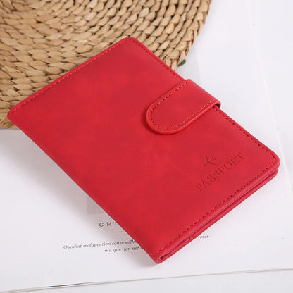 Leather Passport Holder Covers Case Waterproof Travel Credit Card Wallet Cute Passport Book for Women/Men Buckle Passport Cover