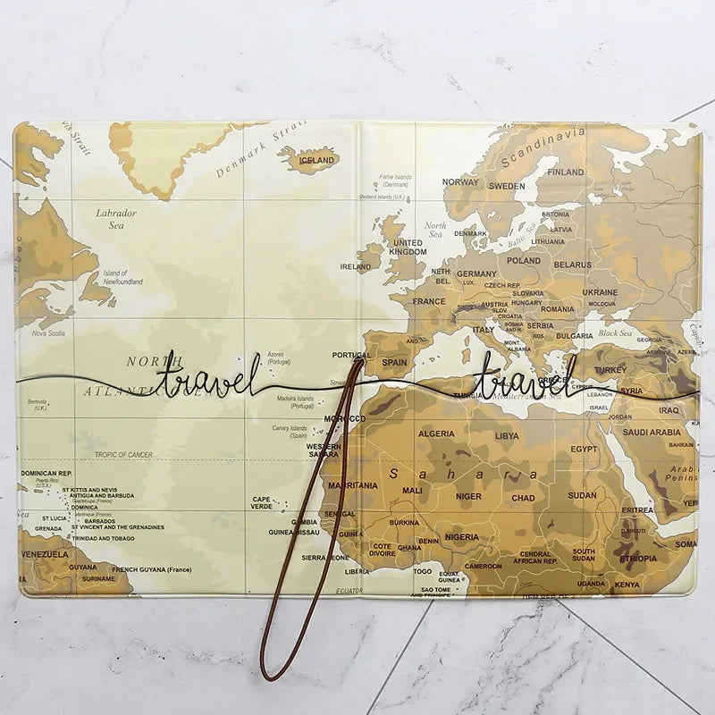 Creative Travel Passport Cover Wallet Bag Letter Men Women Pu Leather ID Address Holder Portable Boarding Travel Accessories