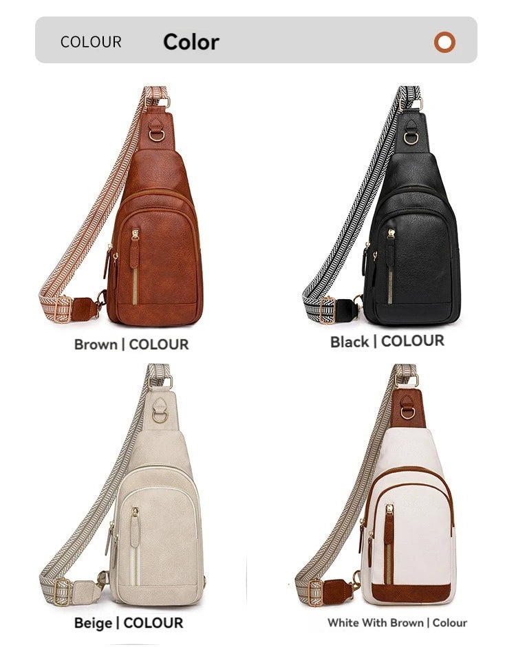 PU Women's Chest Bag Single Shoulder Crossbody Bag Large Capacity Backpack Girl's Shoulder Bag