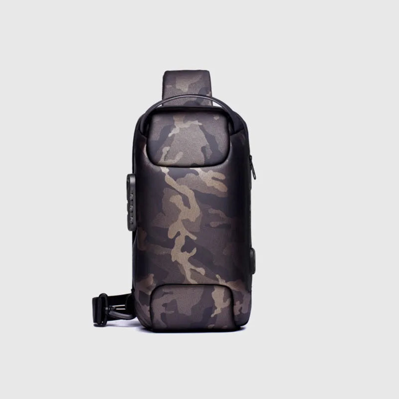 Men's Usb Crossbody Bag Anti-Theft Shoulder Bags Waterproof Oxford Waist Bag Multifunction Short Travel Messenger Chest Pack