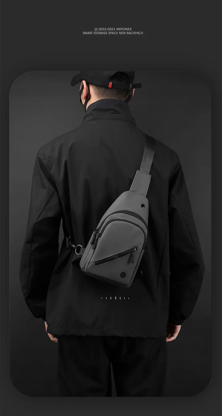 Lightweight Men's Chest Bag, Casual Nylon Crossbody Bag,Hiking Multipurpose Sling Bag for Outdoor Sports & Daily Commute