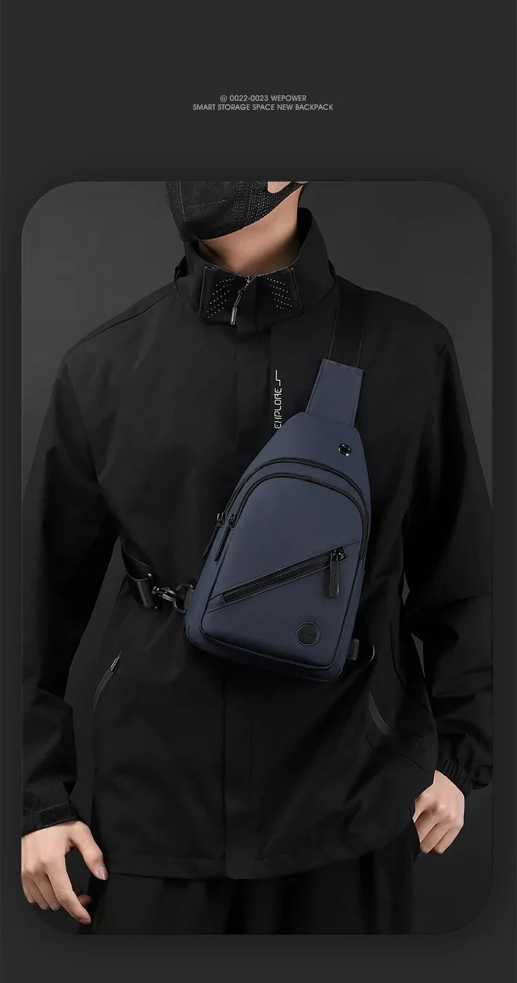Lightweight Men's Chest Bag, Casual Nylon Crossbody Bag,Hiking Multipurpose Sling Bag for Outdoor Sports & Daily Commute