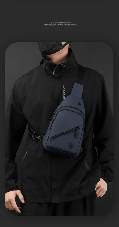 Lightweight Men's Chest Bag, Casual Nylon Crossbody Bag,Hiking Multipurpose Sling Bag for Outdoor Sports & Daily Commute