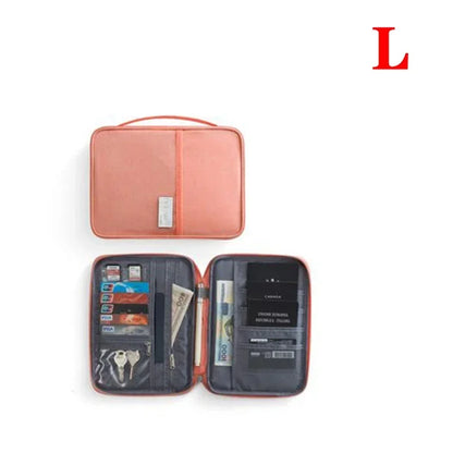 Women Multi-Function Waterproof Travel Passport Holder Cover Case Pink Bags Family Document Organizer Travel Accessories Bag