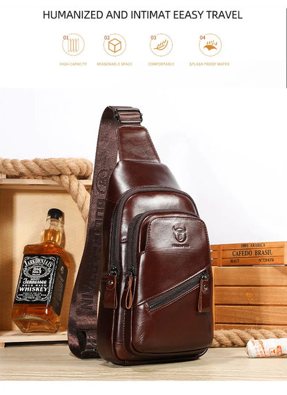 Men's Genuine Leather Chest Bag Large Capacity Casual Men's Messenger Bag Classic Leather Chest Bag XB 127