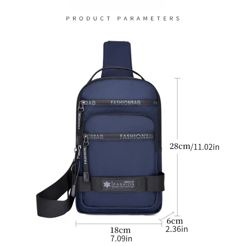 Chest Bag For Men New Large Capacity Shoulder Travel Lightweight Nylon Crossbody Bag Backpack