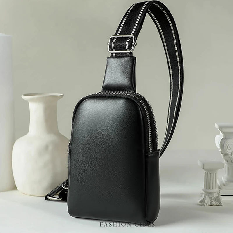 Unisex small chest bag 2024 new soft leather waist bag mobile phone bag fashionable and versatile women's one shoulder crossbody