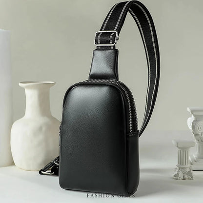 Unisex small chest bag 2024 new soft leather waist bag mobile phone bag fashionable and versatile women's one shoulder crossbody