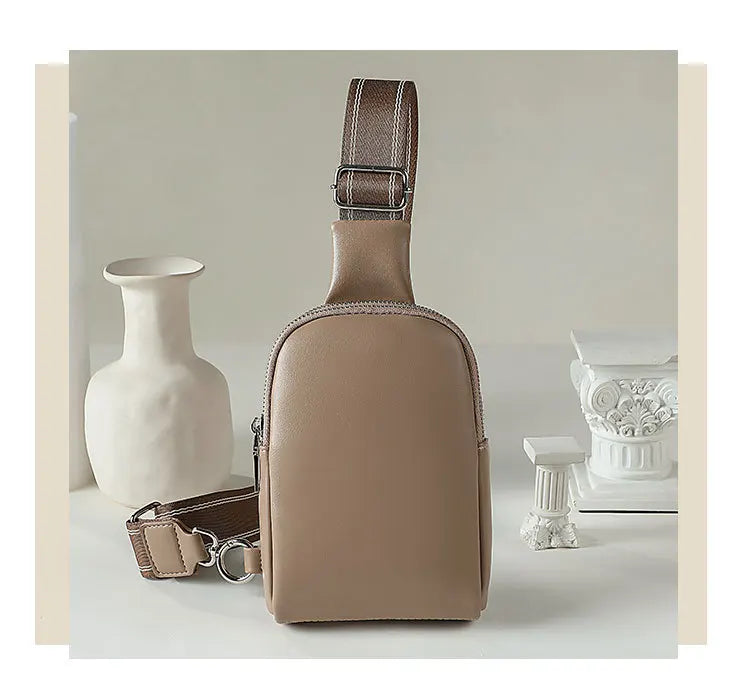Unisex small chest bag 2024 new soft leather waist bag mobile phone bag fashionable and versatile women's one shoulder crossbody