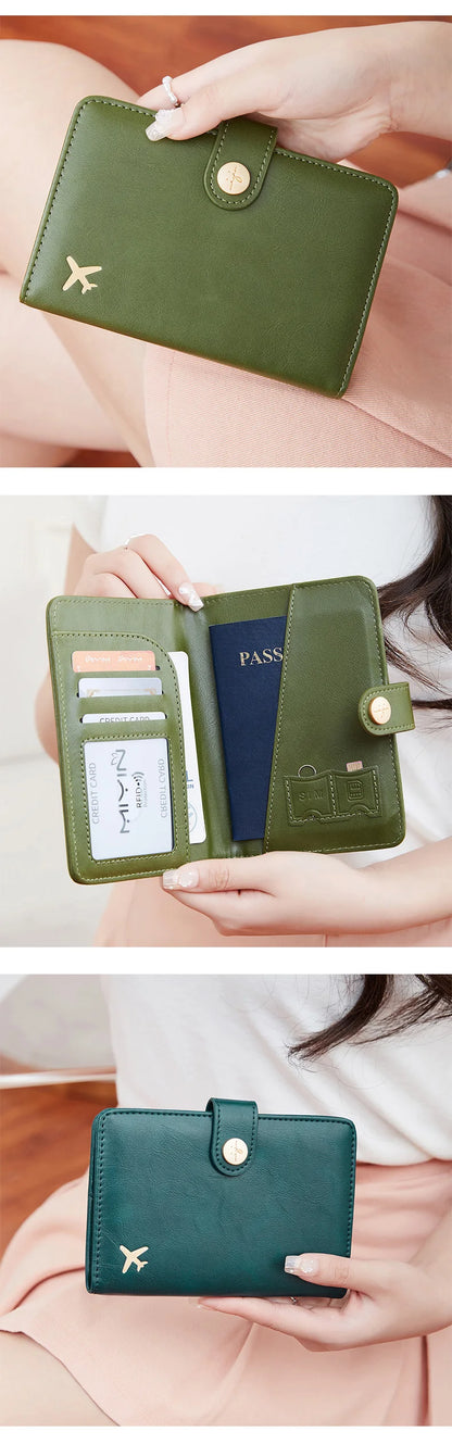 Minimalist and fashionable RFID passport clip multifunctional PU leather wallet case ID card credit card holder travel accessory