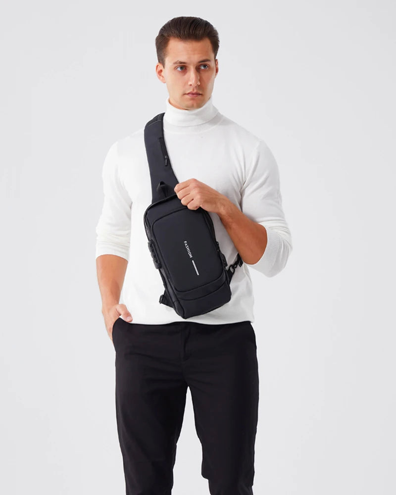 New Brand Designer Men Crossbody Bag PU Leather Classic Anti-Theft Shoulder Bag Chest Bag Multifunctional for Men