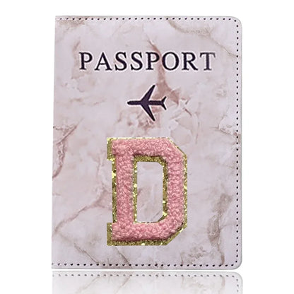 Fashion Passport Protective Cover Embroidery Letter Pattern Travel Passport Holder Wallet Gift PU Leather Card Case Cover Unisex