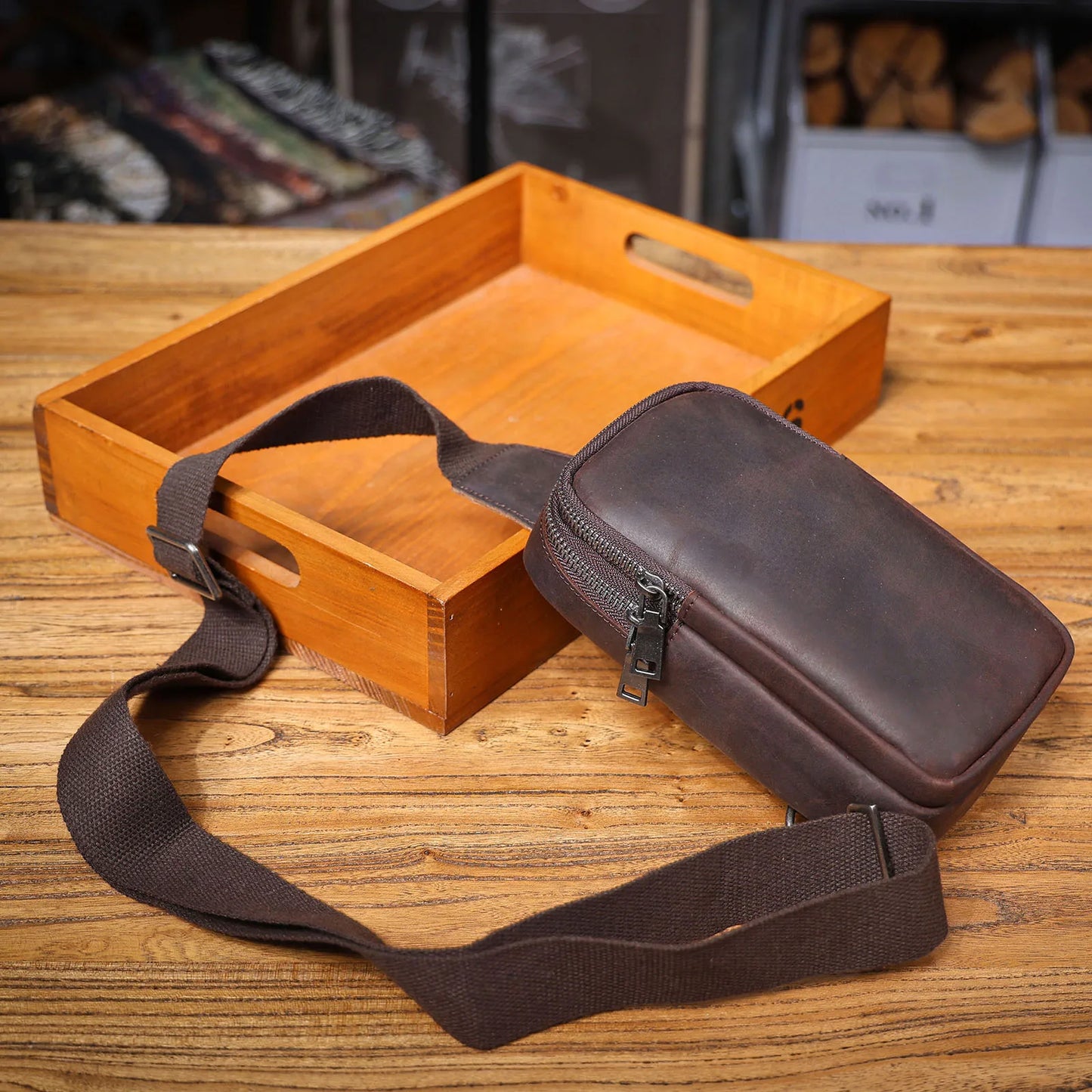 Premium Genuine Leather Chest Bag For men Vintage Full Grain Leather Crossbody Shoulder Bag Sling Bag Daypack Large Capacity