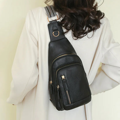 PU Women's Chest Bag Single Shoulder Crossbody Bag Large Capacity Backpack Girl's Shoulder Bag