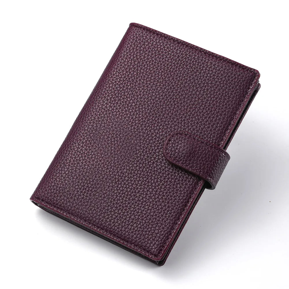 Men's And Women's PU Leather Wallet Travel Passport Wallet Multi Card Slot Credit Card Holder Wallet Travel Accessories