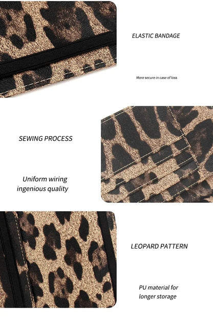 Women Brown Leopard Complex Travel Passport Holder Cover Case with Bandage Men Waterproof Multi-Function Ticket Protective Bags