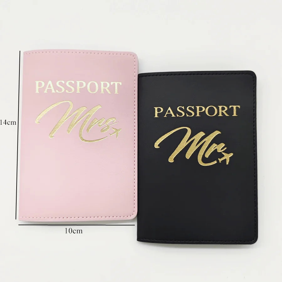 2PCS a Set Mr/Mrs Lovers Couples PU Leather Passport Cover Case Holder Travel Accessories Wallet for Women For Men