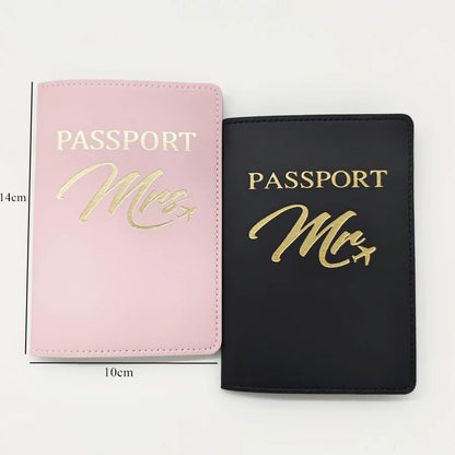 2PCS a Set Mr/Mrs Lovers Couples PU Leather Passport Cover Case Holder Travel Accessories Wallet for Women For Men