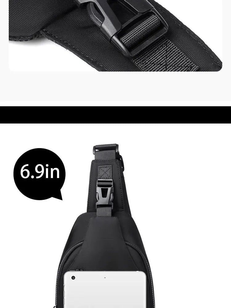 A Cool Men's Messenger Bag Casual Oxford Waterproof And Wearable Shoulder Bag Usb Rechargeable Chest Bag