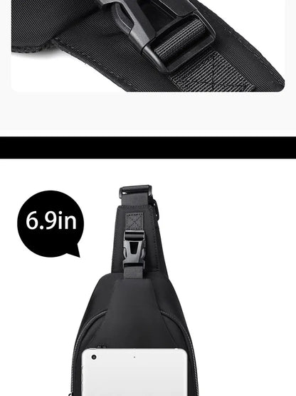 A Cool Men's Messenger Bag Casual Oxford Waterproof And Wearable Shoulder Bag Usb Rechargeable Chest Bag
