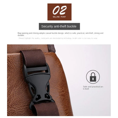 Men's USB chest bag portable large capacity charging casual crossbody bag outdoor sports PU chest bag
