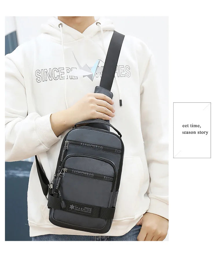 Chest Bag For Men New Large Capacity Shoulder Travel Lightweight Nylon Crossbody Bag Backpack