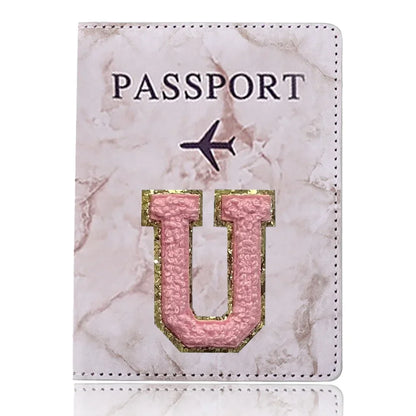 Fashion Passport Protective Cover Embroidery Letter Pattern Travel Passport Holder Wallet Gift PU Leather Card Case Cover Unisex