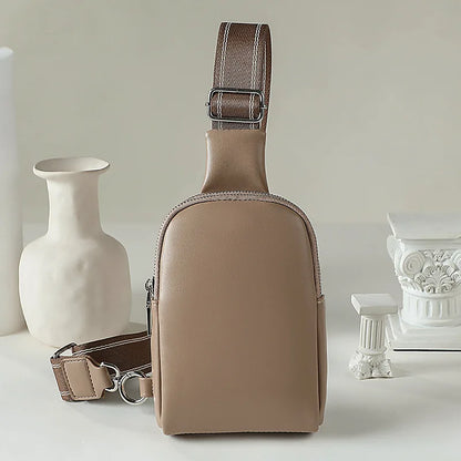 Unisex small chest bag 2024 new soft leather waist bag mobile phone bag fashionable and versatile women's one shoulder crossbody