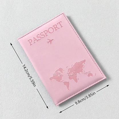 PU Leather Passport Cover For Men & Women Organizer - Protective Card Holder ID Document Covers World Map Travel Passport Case