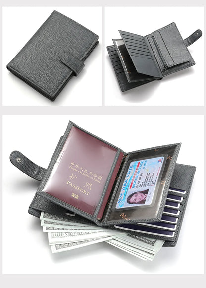 Men's And Women's PU Leather Wallet Travel Passport Wallet Multi Card Slot Credit Card Holder Wallet Travel Accessories