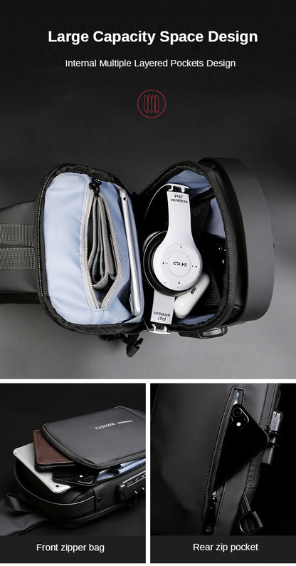 New Brand Designer Men Crossbody Bag PU Leather Classic Anti-Theft Shoulder Bag Chest Bag Multifunctional for Men