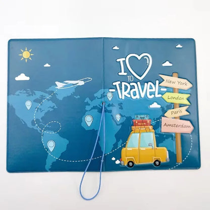 Fashion Emboss Women's Passport Cover Print Girls Boys ID Card Holder Travel Ticket Passport Case