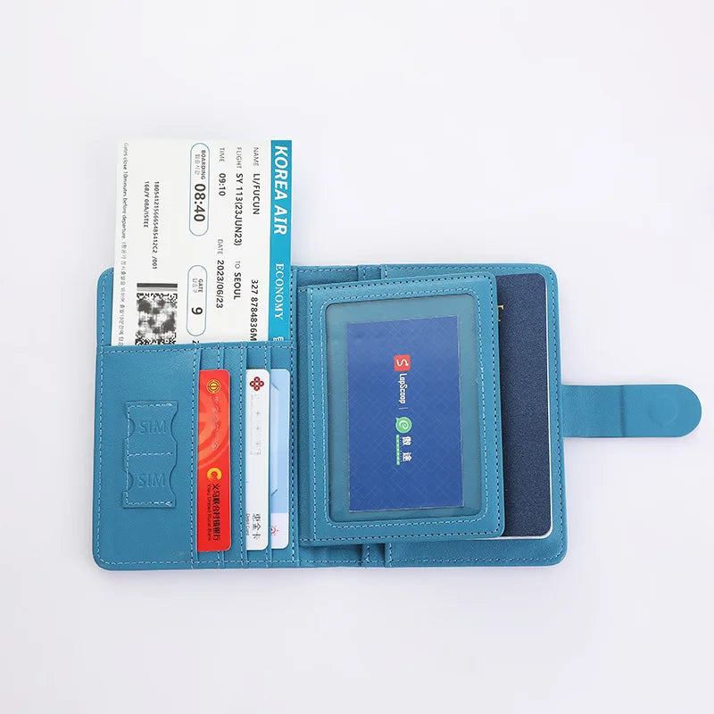 Leather Passport Holder Covers Case Waterproof Travel Credit Card Wallet Cute Passport Book for Women/Men Buckle Passport Cover