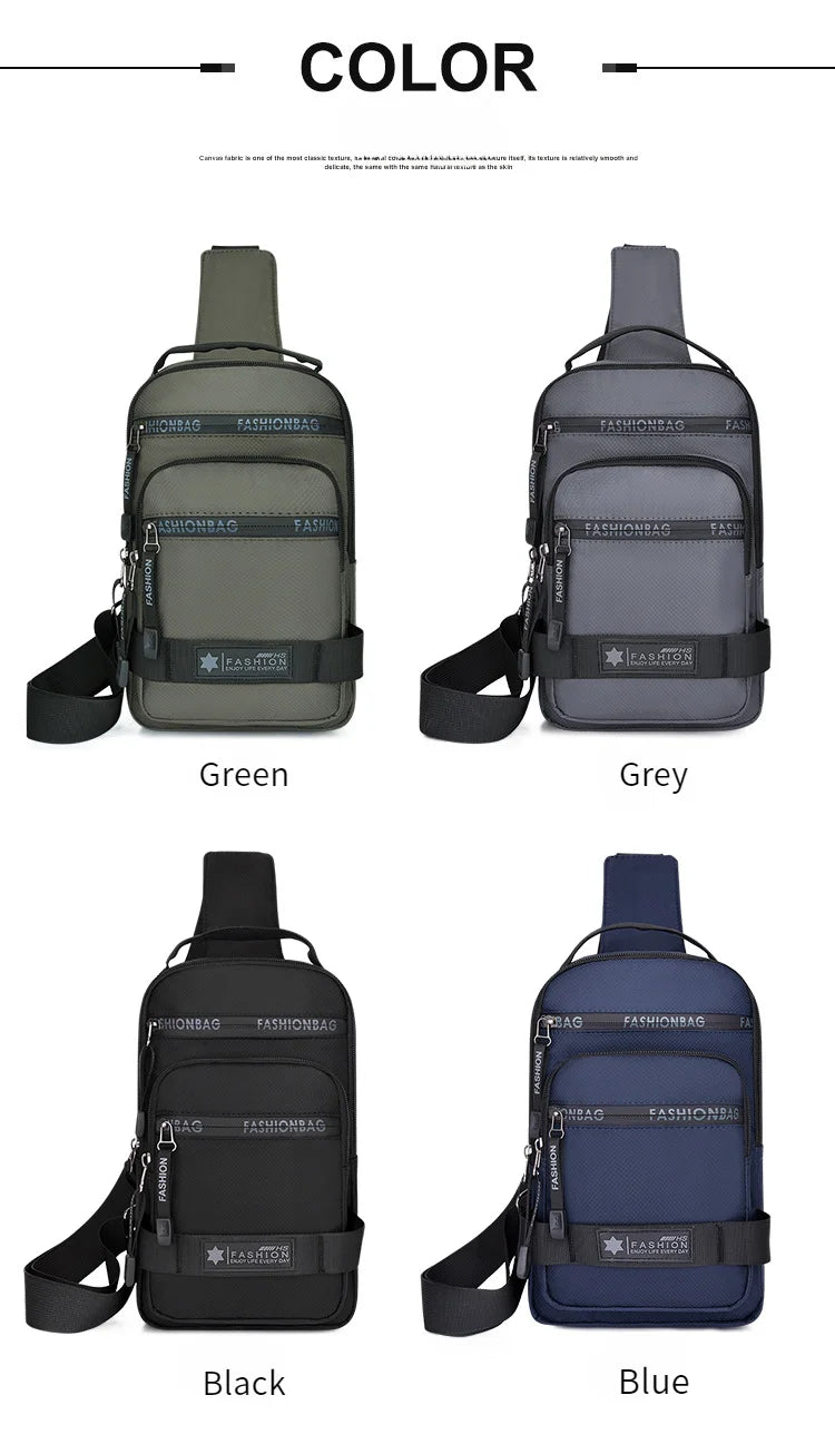 Chest Bag For Men New Large Capacity Shoulder Travel Lightweight Nylon Crossbody Bag Backpack