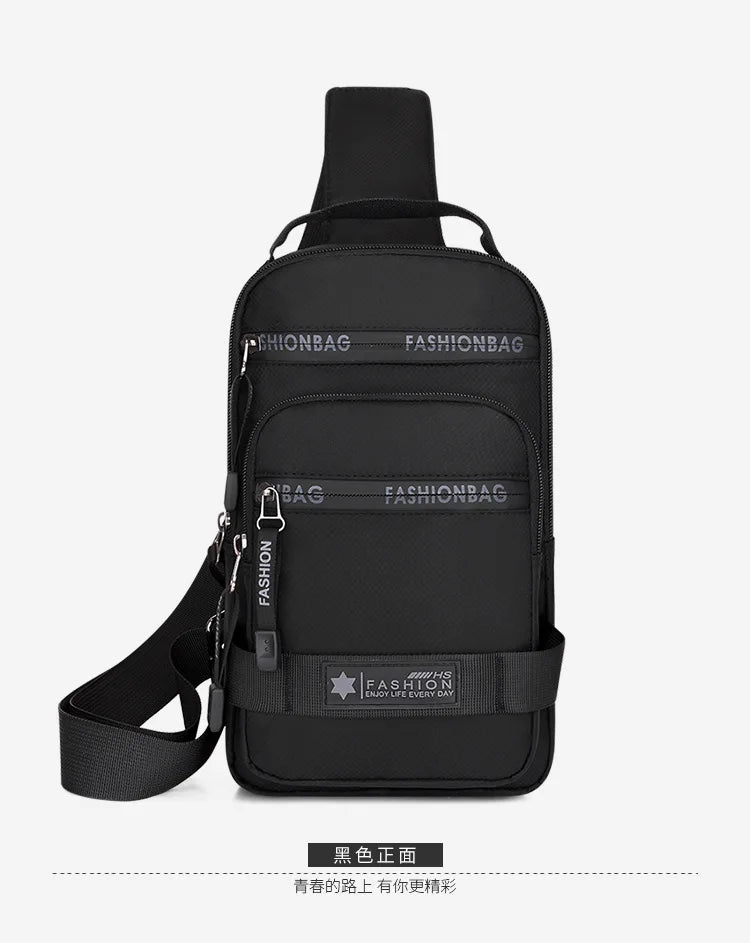 Chest Bag For Men New Large Capacity Shoulder Travel Lightweight Nylon Crossbody Bag Backpack