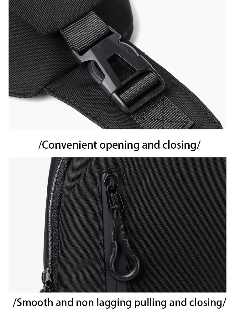 A Cool Men's Messenger Bag Casual Oxford Waterproof And Wearable Shoulder Bag Usb Rechargeable Chest Bag