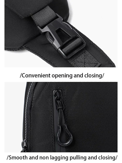 A Cool Men's Messenger Bag Casual Oxford Waterproof And Wearable Shoulder Bag Usb Rechargeable Chest Bag