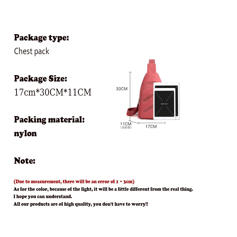 Sling Chest Bag for Women Nylon Fashionable Fanny Pack Shoulder Bags for Women Chest Waist Pack for Travel Crossbody Bags 2024