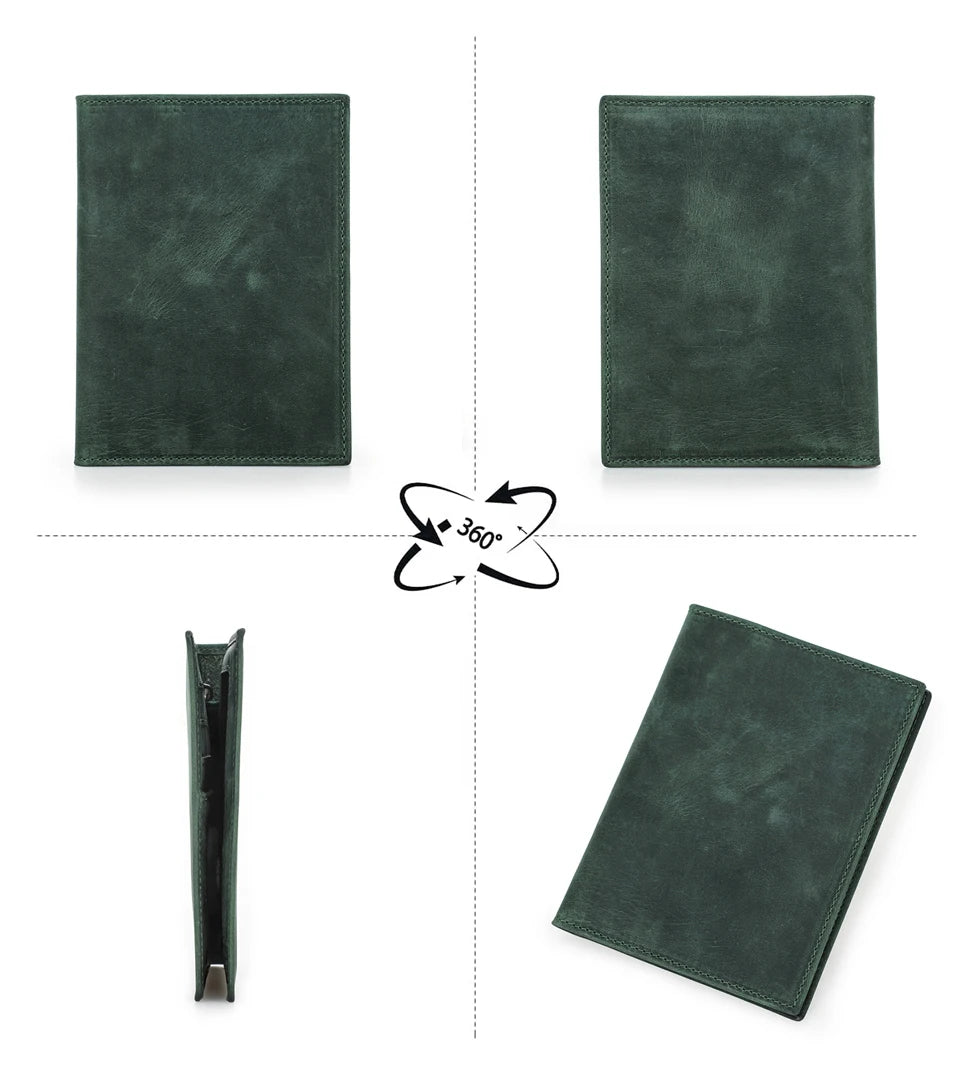 Genuine Cow Leather Passport Holder Travel Wallet with Airtag Case Anti-lost Pocket Pen Card Holder RFID Blocking Passport Cover